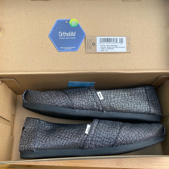 TOMS Shoes|Color Black Crocodile|Size 9.5. Pre-owned. - Picture 12 of 14